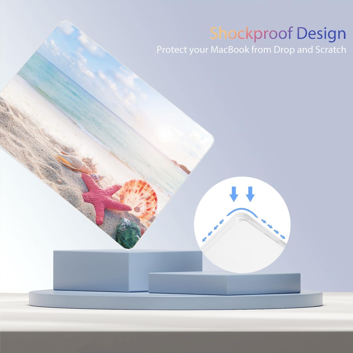 Teryeefi for MacBook Air 13.6 inch Case A3240 A3113 A2681 (2025 2024 2023 2022 Release), Protective Plastic Hard Shell Cover & Keyboard Cover for MacBook Air 13 M2 M3 M4 13 inch, Summer Beach