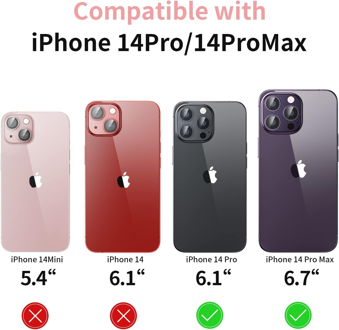 Camera Lens Protector for iPhone 14 Pro/iPhone 14 Pro Max, Alloy Metal Camera Cover with Tempered Glass Screen Protector Accessories,Case Friendly,Scratch Resistant,Easy to Install -Purple