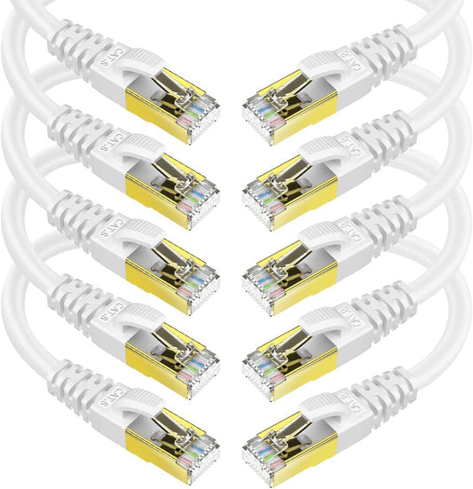 KASIMO CAT 8 Ethernet Cable Shielded SFTP Internet Network Patch Cord, Heavy Duty High Speed LAN Cables w Gold Plated RJ45 Connector Professional for Router, Modem, Gaming(10 Feet, 10 Pack White)
