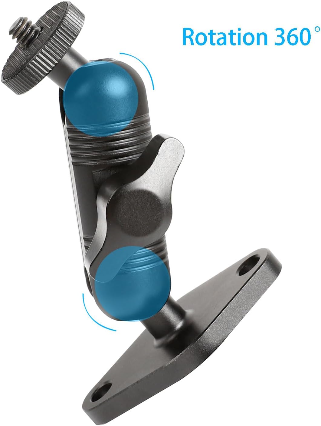 xik Metal 1/4"-20 Mount with Drill Plate Base for Monitors, Action Camera，CCTV Cameras, Camcorders, 360° Rotation Adjustable Camera Mount for Installation on Car Dashboard, Ceiling, and Walls