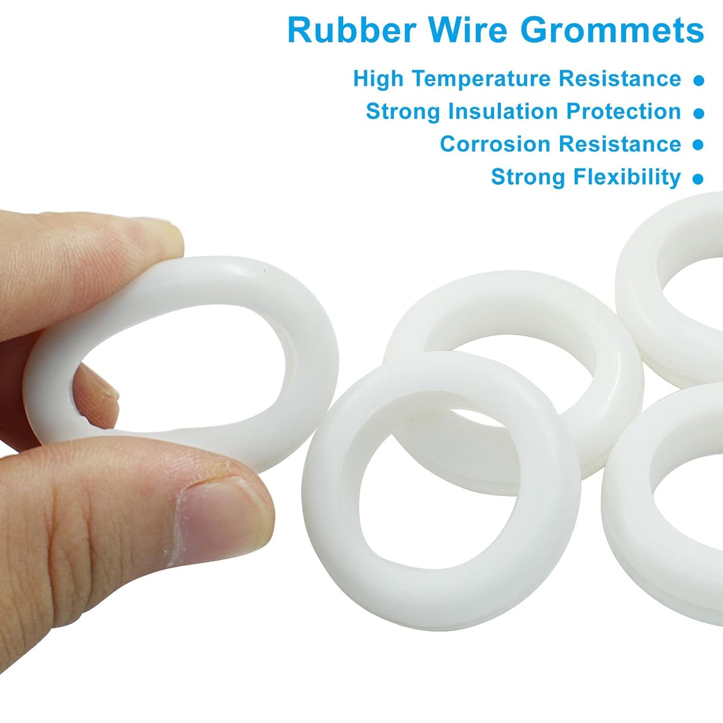 12 Pcs Rubber Grommets, 7/8" Inside Diameter 1" Drill Hole Rubber Wire Grommets for Wire, Firewall, Cables, Plugs (White)