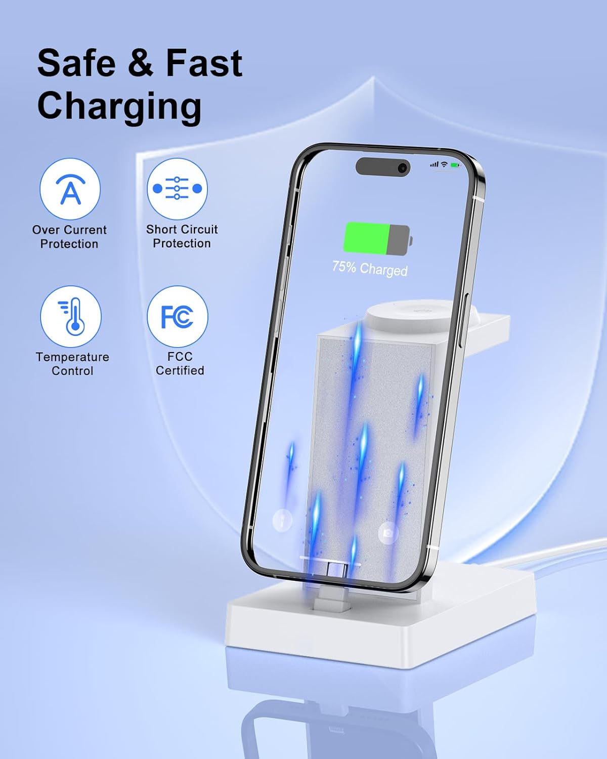 30W Fast Charging Station for Apple Devices - ADADPU 3 in 1 USB C Charger Stand for iPhone 16 15 Pro Max Plus & AirPods 4, Wireless Charger Dock Compatible with Apple Watch Ultra/10/9/8/7/6/5/4/3/2/SE