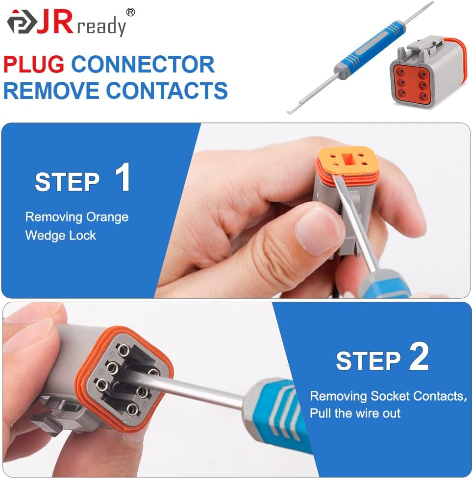 JRready DRK-RT1B Deutsch Pin Removal Tool, Pin Socket Contact/Wedgelock Removal Tool, Suitable for Deutsch DT, DTM, DTV, DRB, DRCP and Strike Connectors