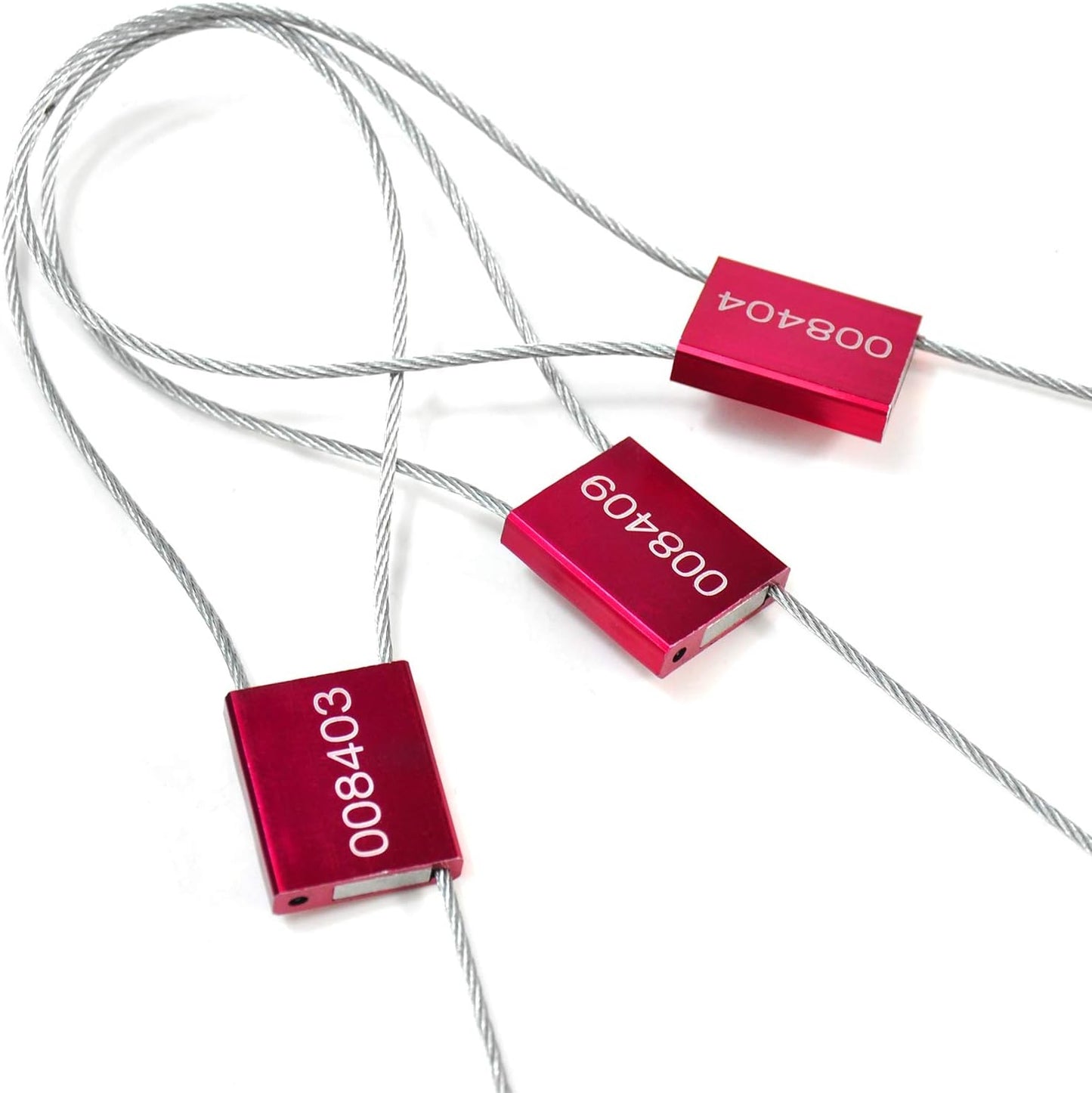 High Security Cable Seals Metal Container Seals Pull Tight Alumium Shipping Security Tags for Logisitics ISO 17712 Certificated (Pack of 100, Red)