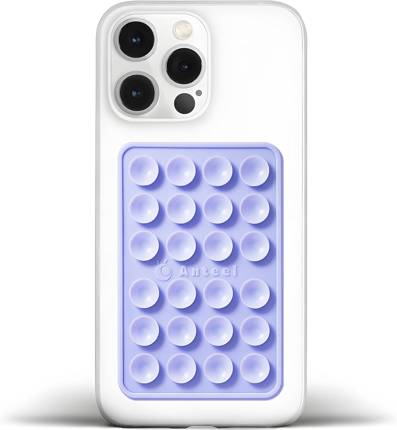 Anteel Medium-Sized Silicone Suction Phone Case Adhesive Mount, Enhanced Suction Power and Upgraded Thickened Sticky Phone Grip, Durable, Hands-Free Sticky Phone Holder, 2.28"x3.46" (Lavender)