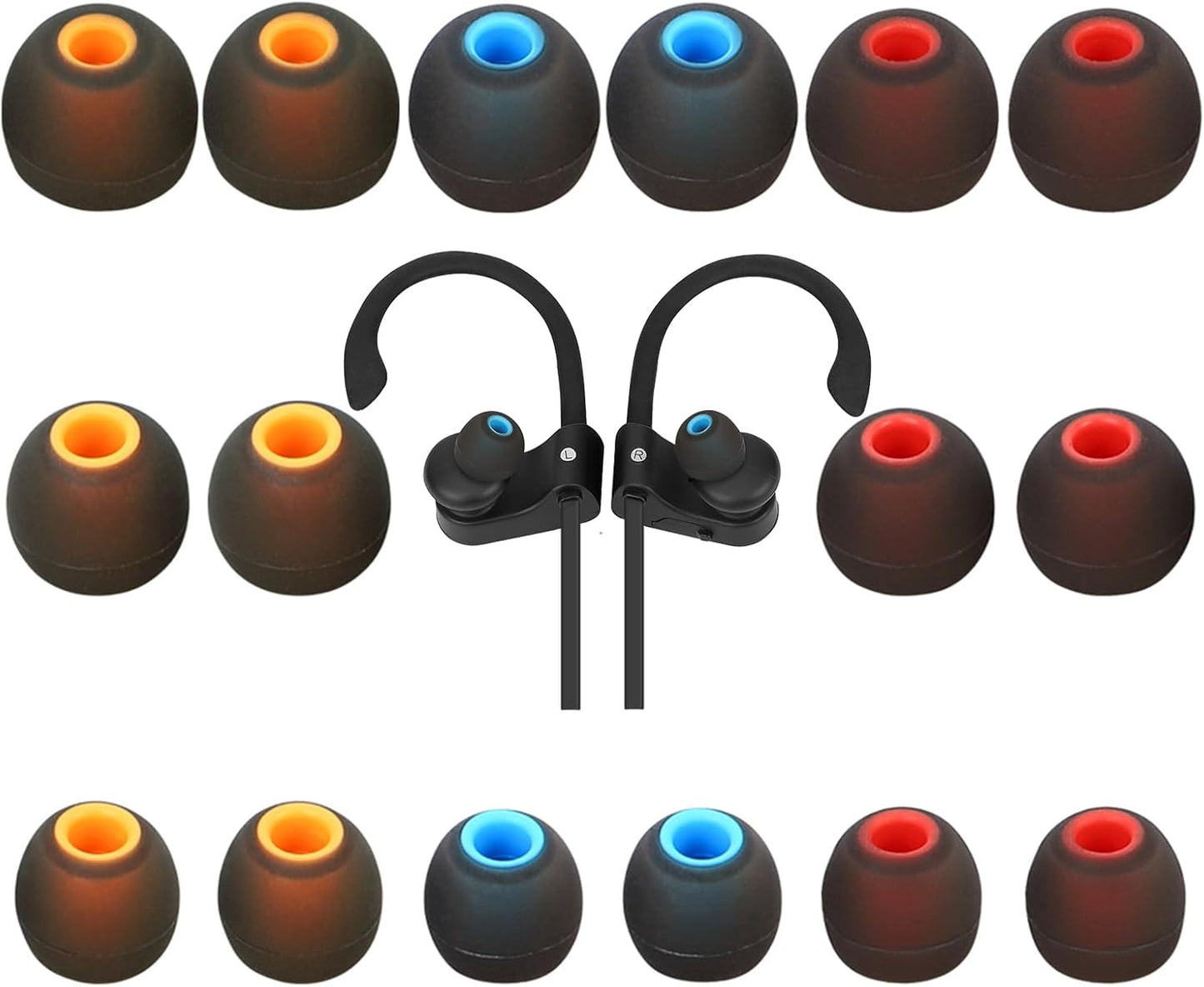 Earbud Tips Ear Bud Tips Soft Anti Slip Washable and Reusable Silicone Replacement Earbud Tips Fit Most in-Ear Earbuds(Inner Hole 3.8mm -5.1mm) 18pcs S M L