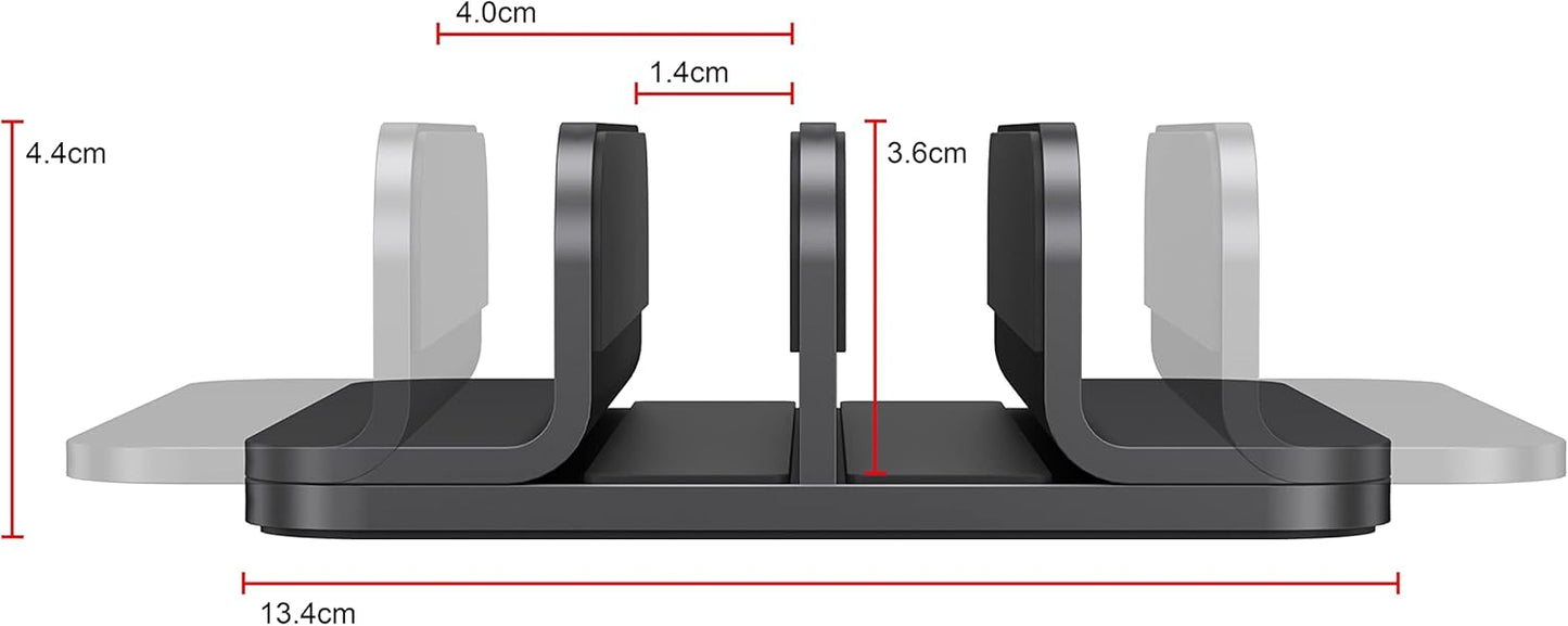 Dual Aluminum Vertical Laptop Stand Organizer, Sturdy Notebook Computer Holder Stand Compatible with New Liquid Retina XDR Apple MacBook Air/Pro, Mac mini and iPad Pro - Black
