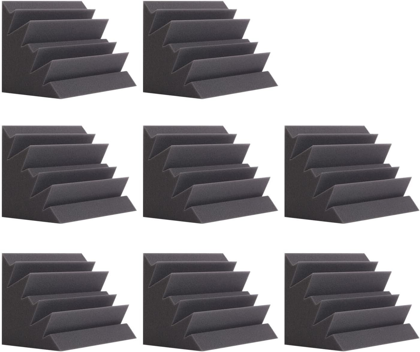8 Pack - Bass Traps Acoustic Foam Corner, 8''x8''x12'' Black Bass Traps Corner Studio Foam, High Density and Fire-Proof Bass Traps Acoustic Panels Recording Studio Acoustical Treatments