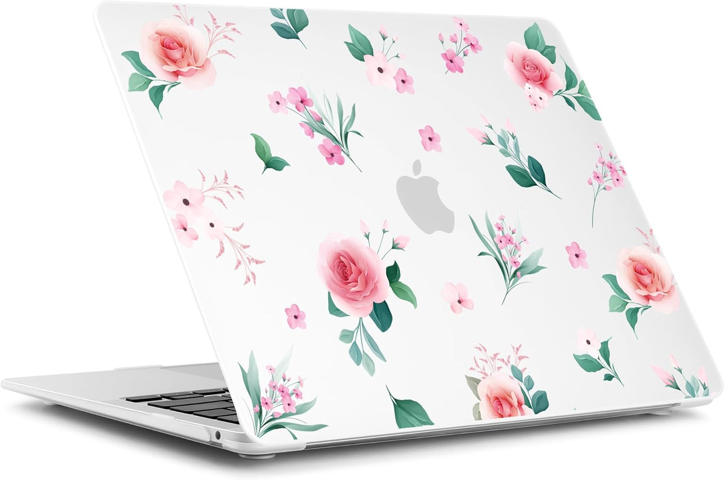 Batianda Case for M1 MacBook Air 13 Inch Model A2337 A2179 A1932 2021 2020 2019 Release,Lovely Floral Design Matte Hard Shell with Keyboard Cover & Screen Protector, Peach Rose