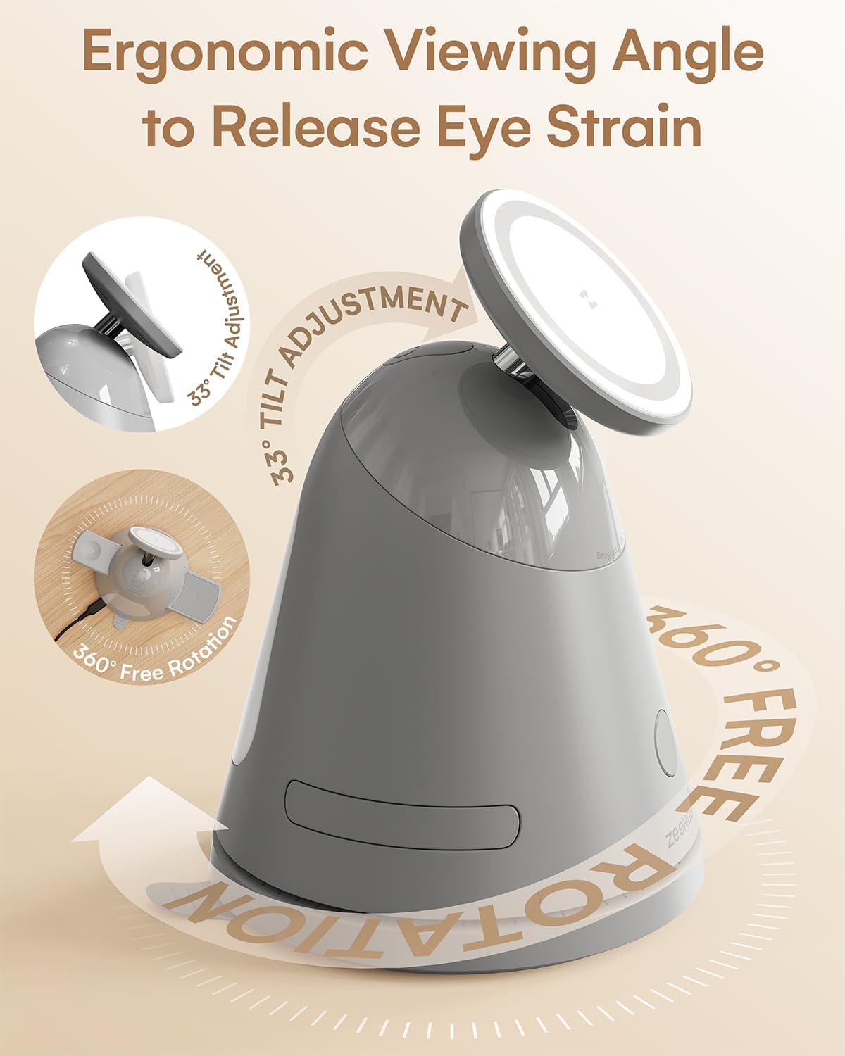 ZEEHOO 4 in 1 Wireless Charging Station for Apple,Mag-Safe Charger&Dimmable Light,Qi2 15W Rotating Fast Wireless Charger for iPhone 16,15,14,13,12&Pixel 10&iWatch&Samsung Watch&AirPods(30W Adapter)