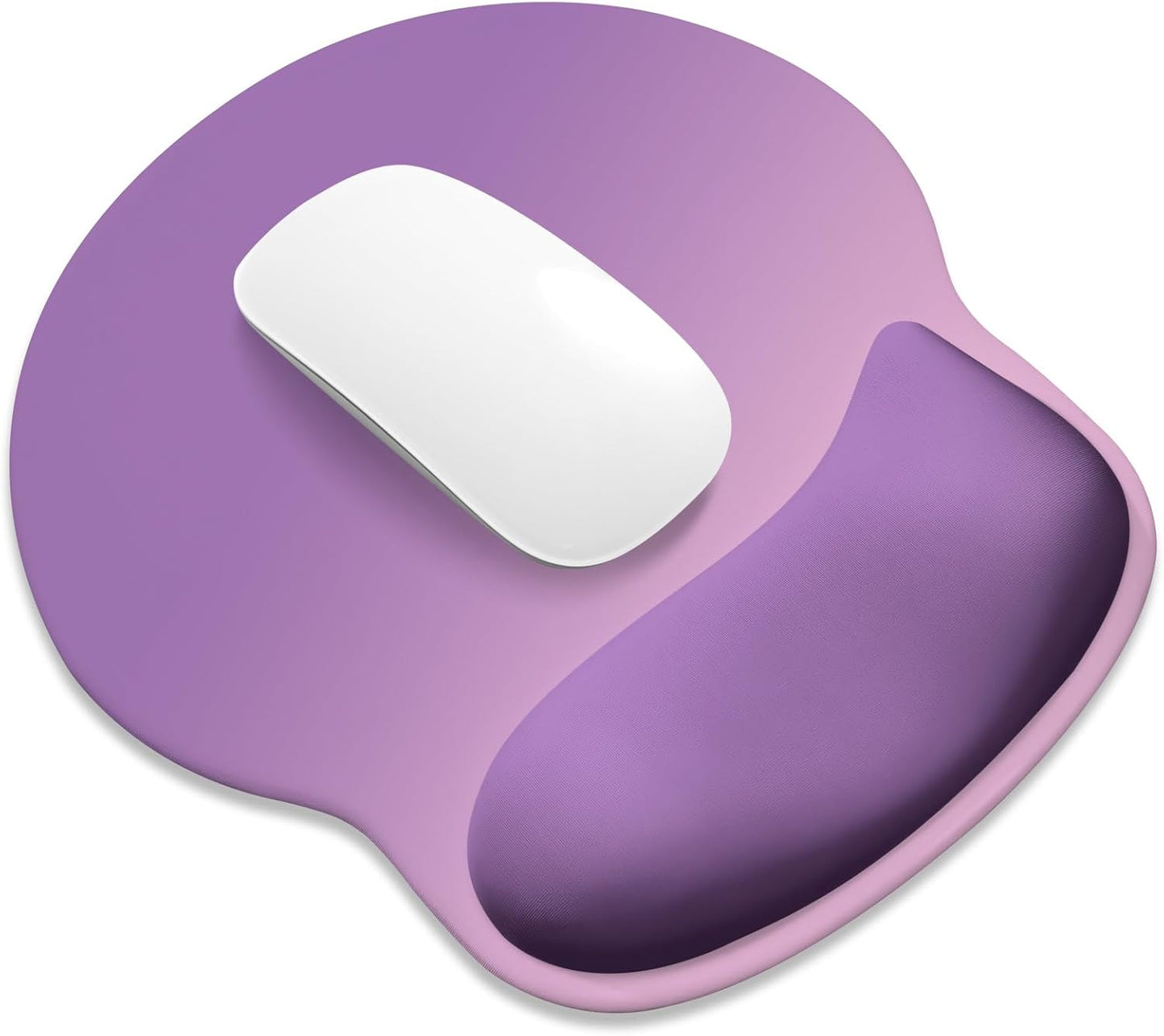 ITNRSIIET Ergonomic Mouse Pad with Wider Memory Foam Wrist Rest +17% - Curved Cushion Reduces Pressure 20%, Pain Relief, Non-Slip, Smooth, Cute Colors, 9.85 x 9 in, Purple Pink Gradient