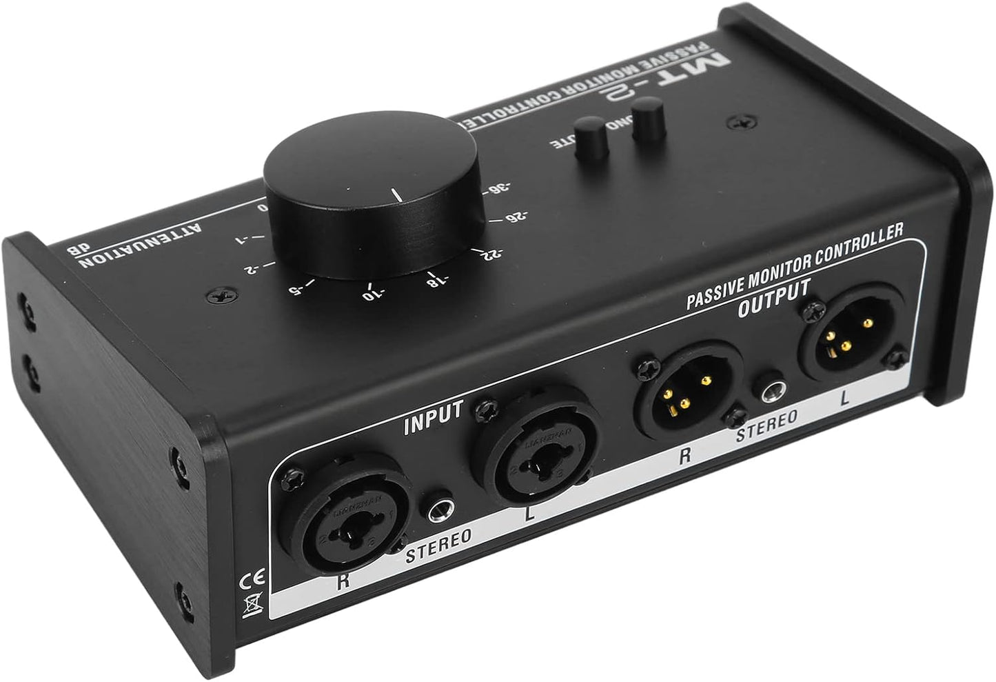 Big Knob Passive Monitor Controller, XLR and 3.5mm Interface Large Volume Knob Mute Control Passive Studio Monitor Controller Stereo Monitor Volume Controller