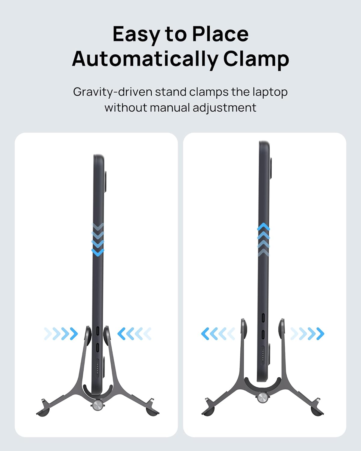 SODI Vertical Laptop Stand for Desk, Aluminum Laptop Holder Compatible with MacBook Pro, MacBook Air Stand Up to 17 inch, Gravity Auto-Lock Cooling, 3in1 Space Saving Desk Organizer Accessories, Gray