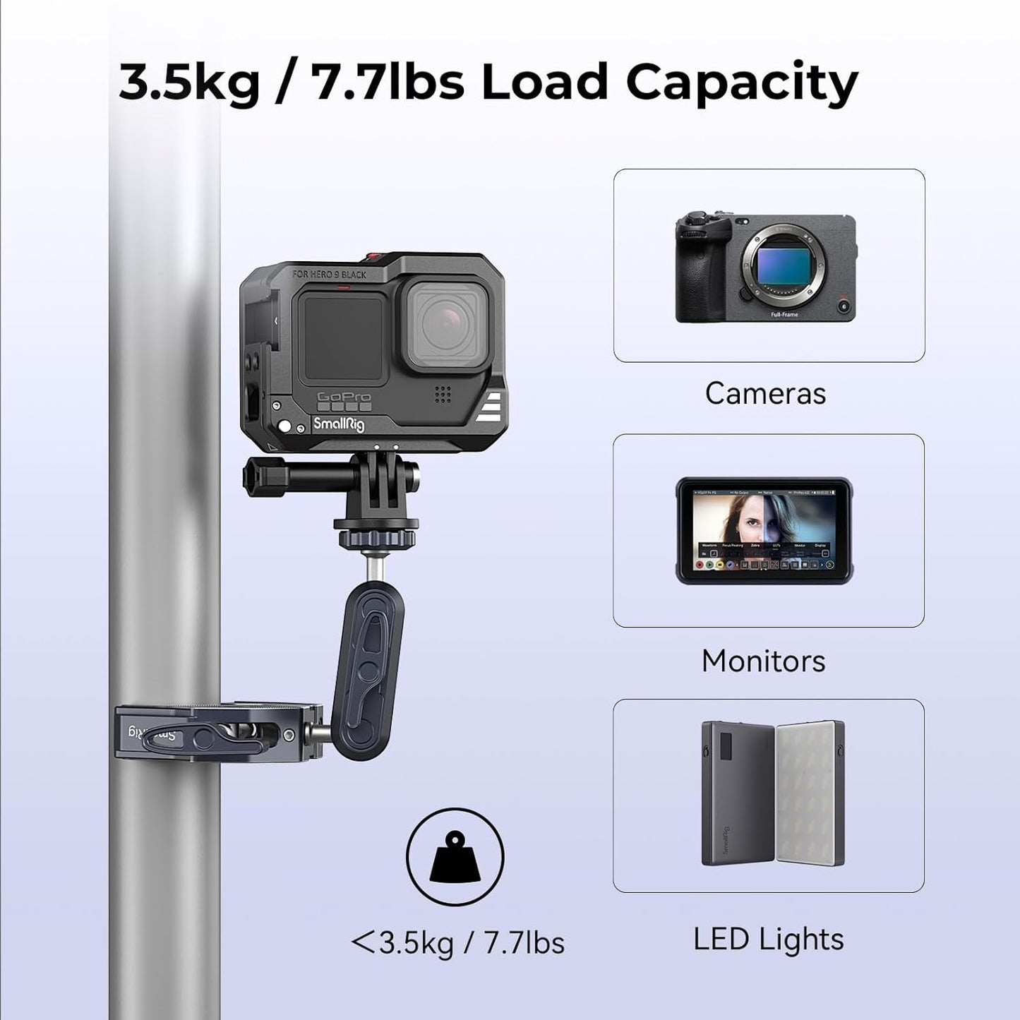 SMALLRIG Camera Mount Clamp 2-Pack, Ballhead Magic Arm with Adapter for GoPro, Camera Monitor Mount, Super Clamp for DSLR/Stabilizer - 5529