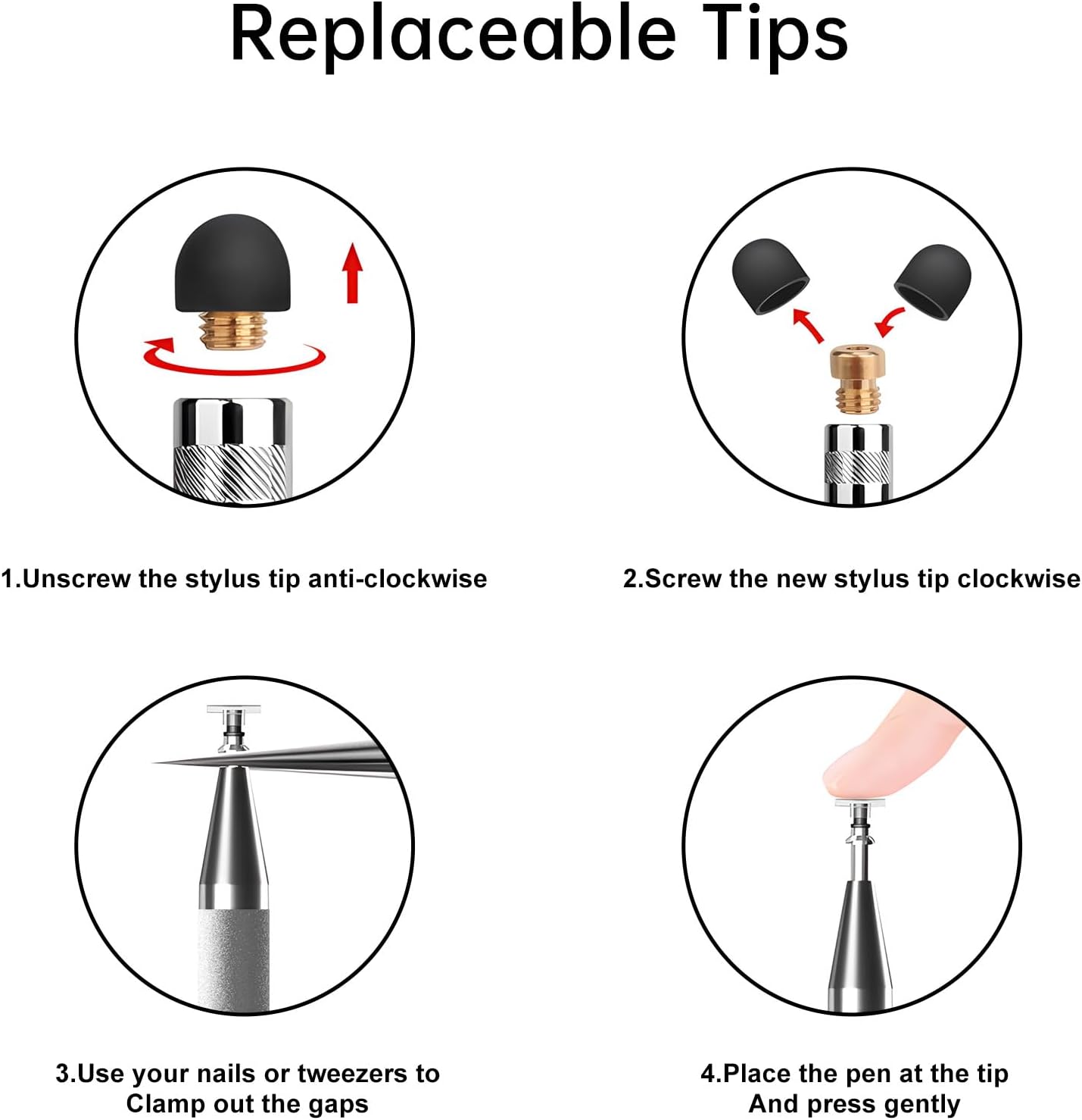 Bopomofo Stylus (5 Pcs), 2-in-1 Stylus Pen for Touchscreen, High Precision and Sensitivity, Suitable for iPhone/ipad/Android Tablets, Compatible with All Touch Screens,Silver