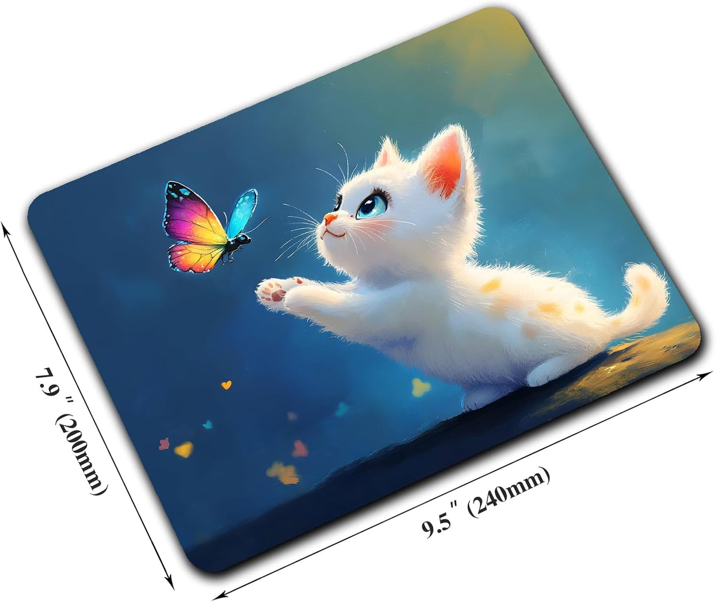 Kawaii Kitten Cute Cat Mouse Pads for Desk, Portable Wireless Computer Mouse pad Small Design with Women, Non-Slip Rubber Base Laptop Mousepad 9.5" x 7.9" Smooth Surface for Office & Travel