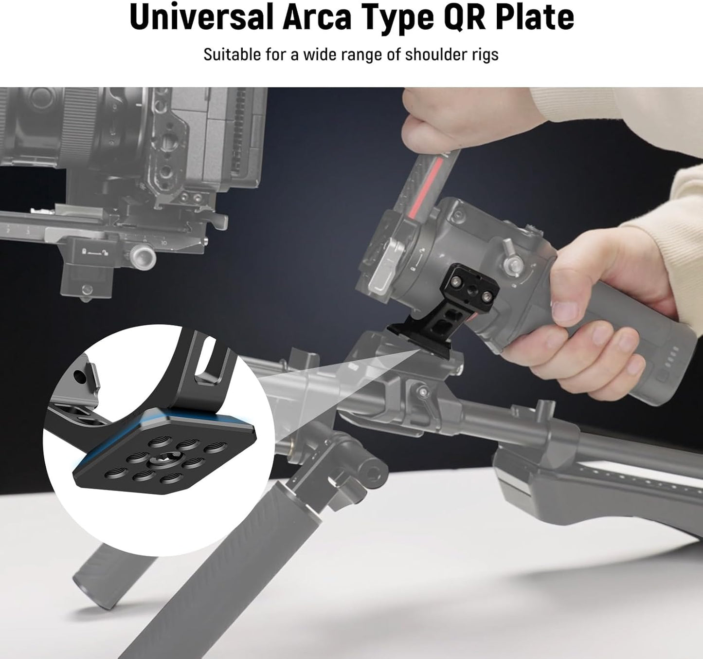 NEEWER Mount Adapter for RS3 Pro & RS4 Pro, Arca Type Quick Release Plate with NATO Rail Compatible with SmallRig Shoulder Rig V Mount Battery DJI RS 3 PRO RS 4 PRO Gimbal Stabilizer, GA030P