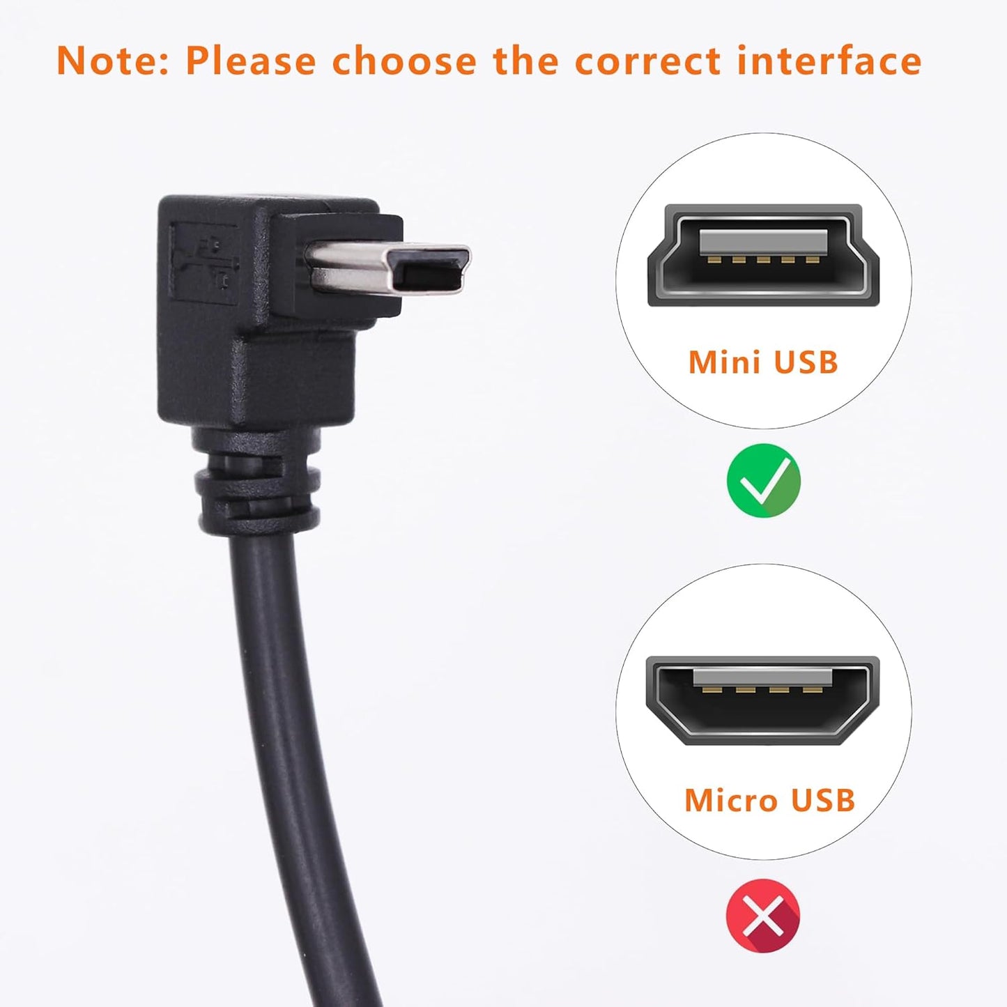 90 Degree Mini USB to USB A OTG Adapter Cable 5.5in Down Angle Mini USB 5-Pin Type B Male to USB Type A Female Adapter Cord for Digital Cameras,Black,14cm(2 Pack,Down)