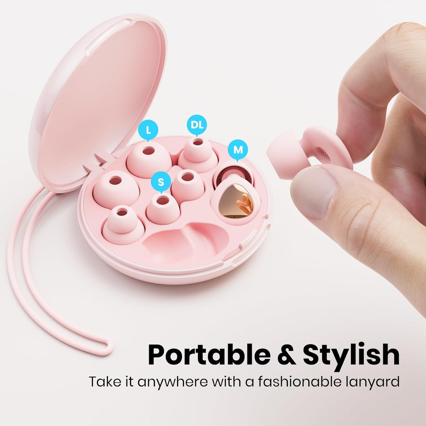 Ear Plugs for Sleeping Noise Cancelling, 45dB Reusable Silicone Ear Plugs for Concert, 8 Tips Earplugs for Noise Reduction, Hearing Protection Earplugs for Sleep, Concert, Snoring, Work, Pink