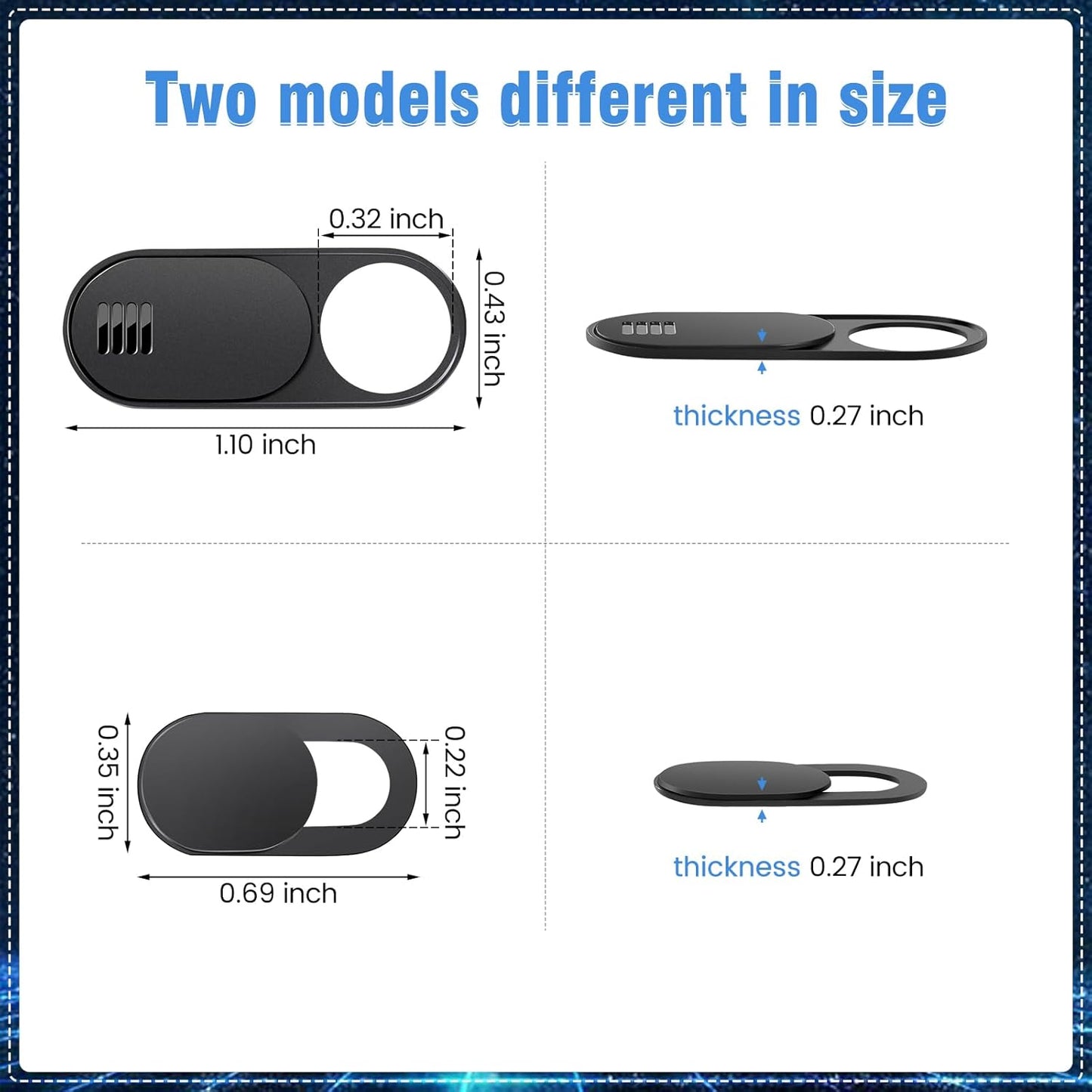 Laptop Camera Cover Slide,3 Large+3 Small Ultra Thin Webcam Cover for Laptop,Computer,Tablet,iPhone 6/7/8 Plus and Tesla Model 3/Y Interior Cabin Camera,Web Cam Blocker Protect Your Privacy