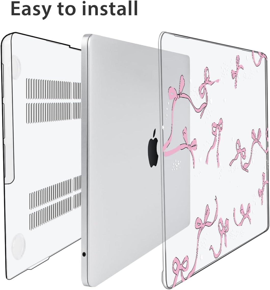 Compatible with MacBook Air 13.6 inch Case 2025 2024 2023 2022 Release M4 A3240 M3 A3113 M2 A2681 with Touch ID, Plastic Hard Shell Case&Keyboard Cover&Screen Protector&Webcam Cover, Bows