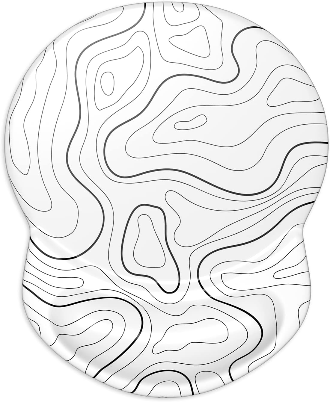 ITNRSIIET Ergonomic Mouse Pad with Gel Wrist Support Small Wrist Rest Smooth Surface Non-Slip PU Base Comfortable Office Supplies Pain Relief, 8.7 x 7.2 inches, Topographic Contour White