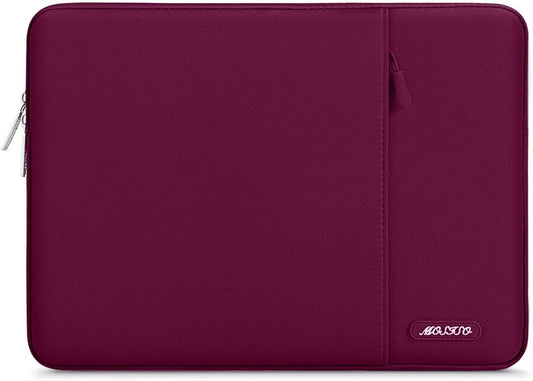 MOSISO Laptop Case 12.3 inch, 11.6-12.3 inch Laptop Sleeve Compatible with MacBook Air 11.6, Acer HP Dell Lenovo Samsung, Surface Pro, Polyester Vertical Computer Sleeve Bag with Pocket, Wine Red