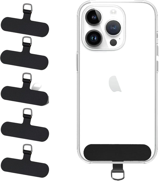 5 Pack Cell Phone Lanyard Patchs, Phone Tether Tab for iPhone, Phone Chain&Strap Replacement Part for All Fullcover Phone Cases - Black