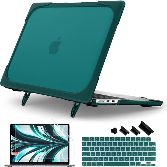 Batianda for New MacBook Air 13.6 inch Case 2025 M4 2024 2022 Release Model A3240 A2681(M2) A3113(M3), Heavy Duty Shockproof Protective Hard Shell with Fold Kickstand & Keyboard Cover, Teal