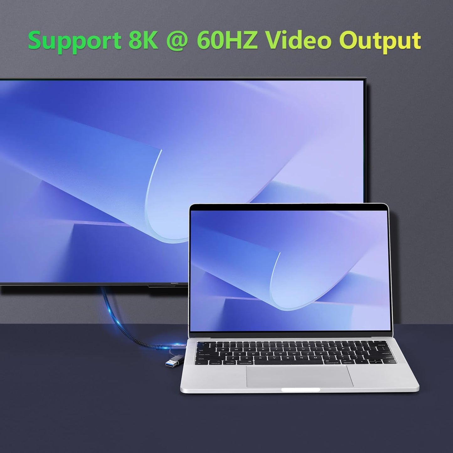 CABLEDECONN USB2.0 A to USB C 3.2 Type C 20Gbps Male to Male Detachable 2m 6.6ft Cable Data Extension 10Gbps 240W Fast Charge 8K Ultra HD Video Data Connection Power Line