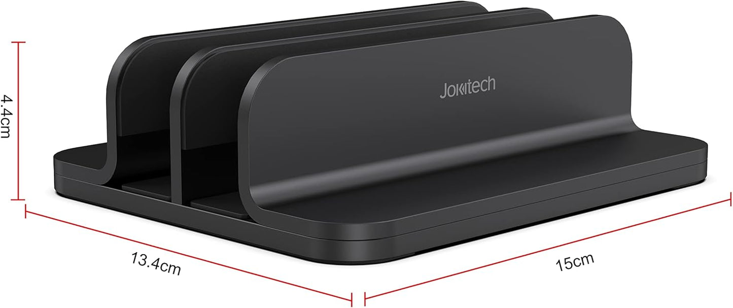 Dual Aluminum Vertical Laptop Stand Organizer, Sturdy Notebook Computer Holder Stand Compatible with New Liquid Retina XDR Apple MacBook Air/Pro, Mac mini and iPad Pro - Black