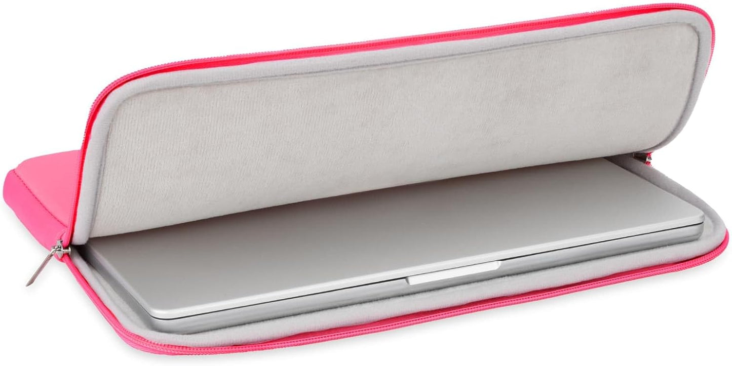RAINYEAR 14 Inch Laptop Sleeve Protective Case Soft Lining Padded Zipper Cover Carrying Bag Compatible with 14" Notebook Computer Tablet Ultrabook Chromebook (Bright Pink, Upgraded Version)