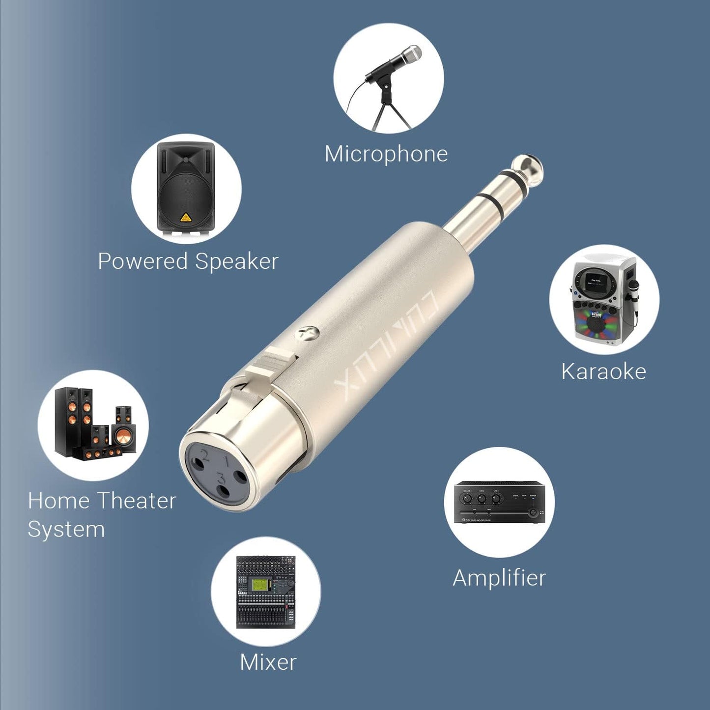 Cubilux Balance 1/4” Male to XLR Female Converter, XLR to 6.35mm(Quarter Inch) TRS Stereo Adapter for Microphone, Headphone, Power Amplifier, Mixer, Karaoke System, Speaker, 2-Pack