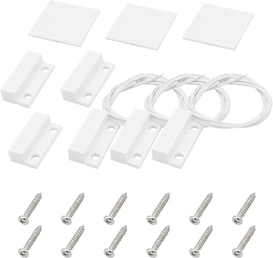 3Pcs Magnetic Reed Switch Wired Surface Mount Normally Open NO Contact Sensor Alarm Magnetic Door Switch with 2 Wires, ABS, MC-38