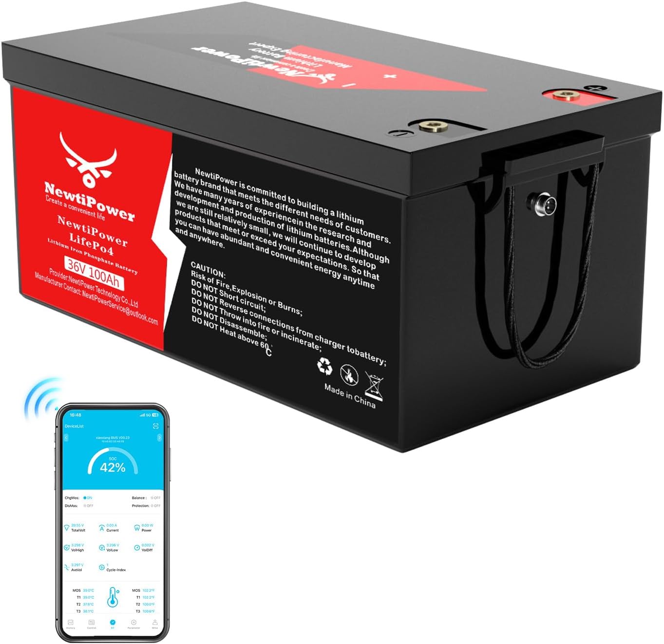 36V 100Ah Golf Cart Lithium LiFePO4 Battery with 200A BMS Grade A Cells Deep Cycle Rechargeable Battery,10000+ Cycles,Perfect for Golf Cart,Off Grid Applications (36V 100Ah)