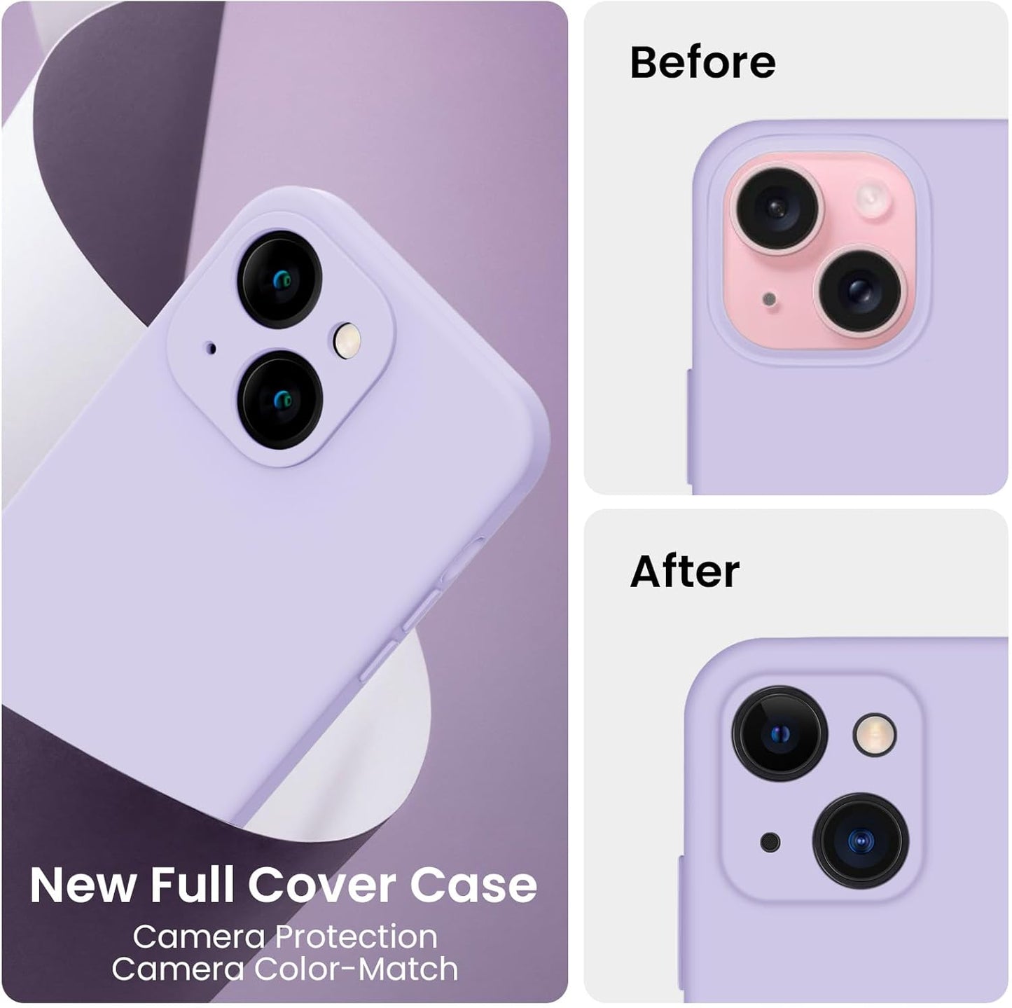 FireNova Designed for iPhone 15 Case, Silicone Upgraded [Camera Protection] Phone Case with [2 Screen Protectors], Soft Anti-Scratch Microfiber Lining Inside, 6.1 inch, Clove Purple