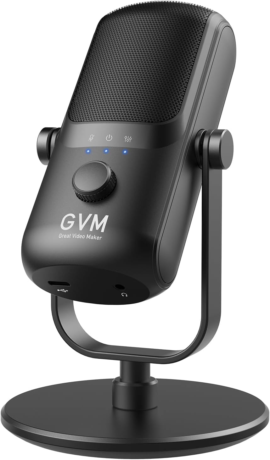 GVM Condenser Microphone, USB Type-C Podcast Recording Microphone for Vocal Voice-Over Streaming Studio Metal Mic with Mic Mute Headphone Jack Monitoring Volume Control Vocal Mic for Singing YouTube