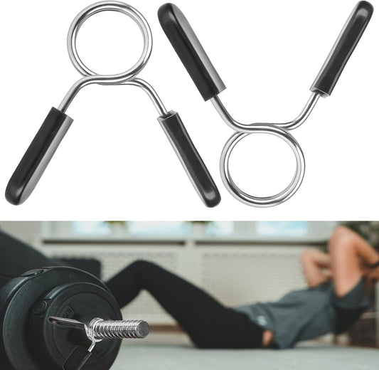AccEncyc Spring Clip Collars 1 Inch Olympic Barbell Clamps Dumbbell Clips Weight Bar Clips for Weightlifting, Powerlifting, Strength Training