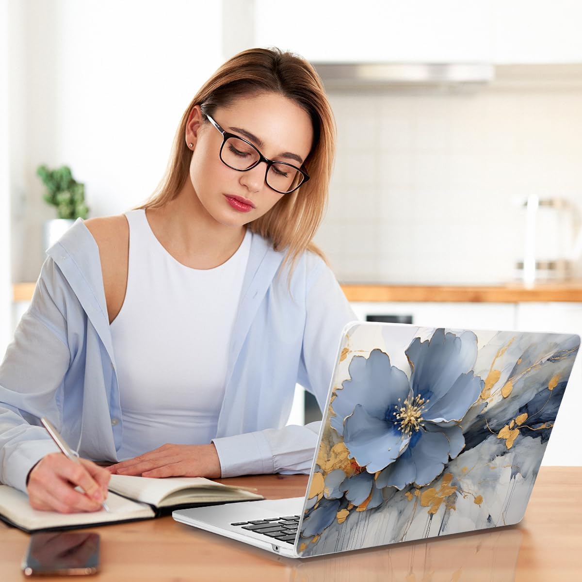 Teryeefi Compatible with A2941 M2/A3114 M3 MacBook Air 15 inch CaseRelease 2023 2024,Design Protective Slim Cover + Keyboard Cover + OTG Adapter for 15.3 inch MacBook Air Liquid Retina, Art Florals