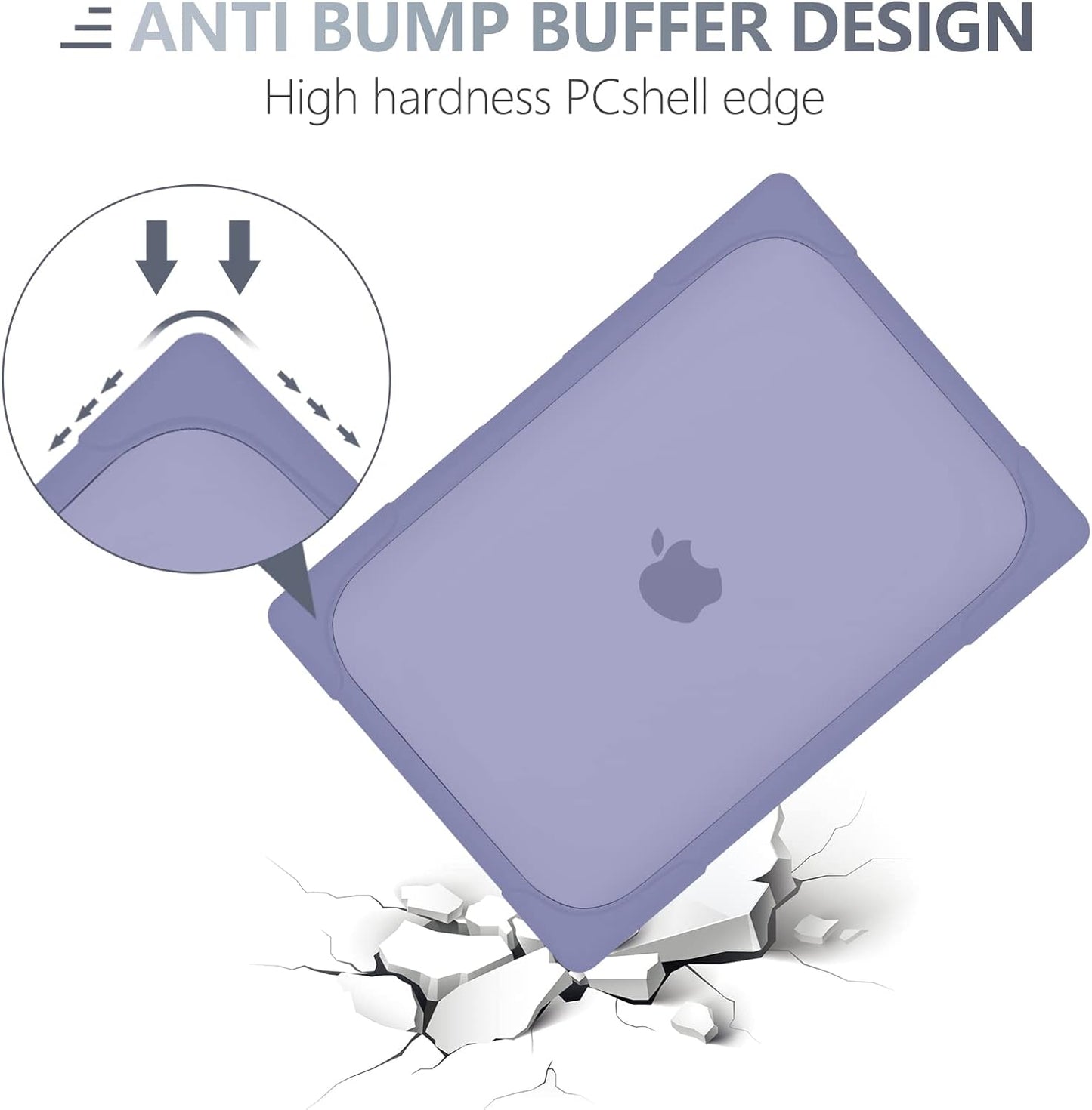 Batianda for M4 MacBook Air 13.6 inch Case 2025 2024 2022 Release Model A3240 A2681 M2 A3113 M3, Heavy Duty Shockproof Protective Hard Shell with Fold Kickstand & Keyboard Cover, Lavender Grey