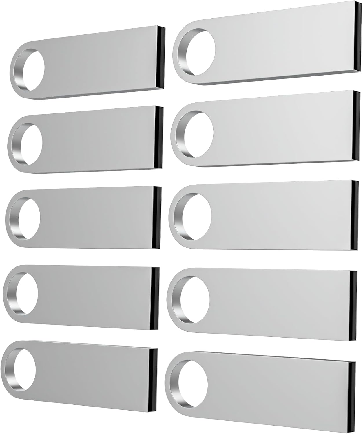 ABLAZE 4GB Flash Drive 10 Pack, Metal USB 2.0 Thumb Drives with Keychains USB Sticks Pendrives (Sliver)