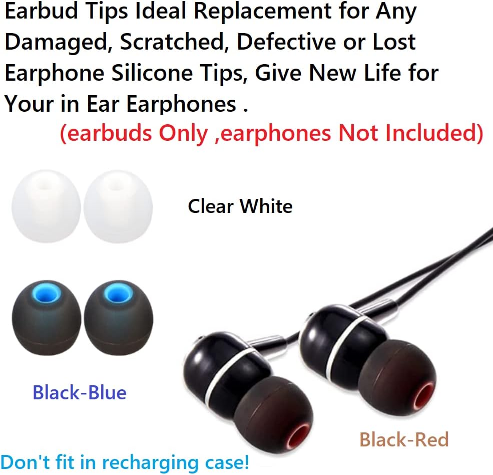 Earbuds Replacement Tips Silicone Earbud Tips Ear Gels Fit for Inner Hole from 3.8mm - 5.1mm Earphones 9 Pairs S/M/L