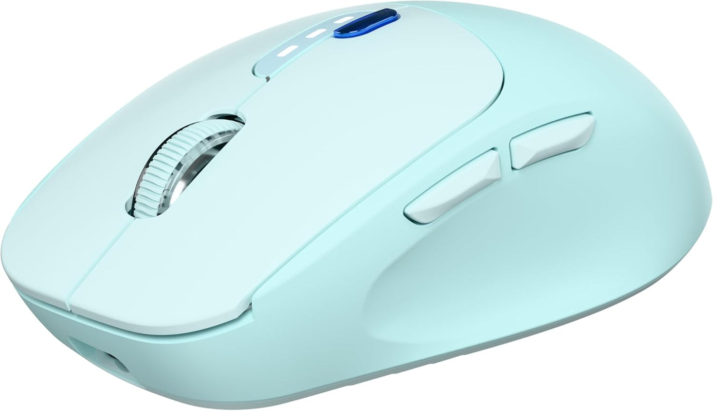 EWEADN Q5 Wireless Mouse, Bluetooth & 2.4G Quiet Computer Mouses with 1600 DPI, Battery Level Display, Ergonomic Office Mouse,6 Button Portable Cute Cordless Mice for Laptop/PC/Mac- Blue