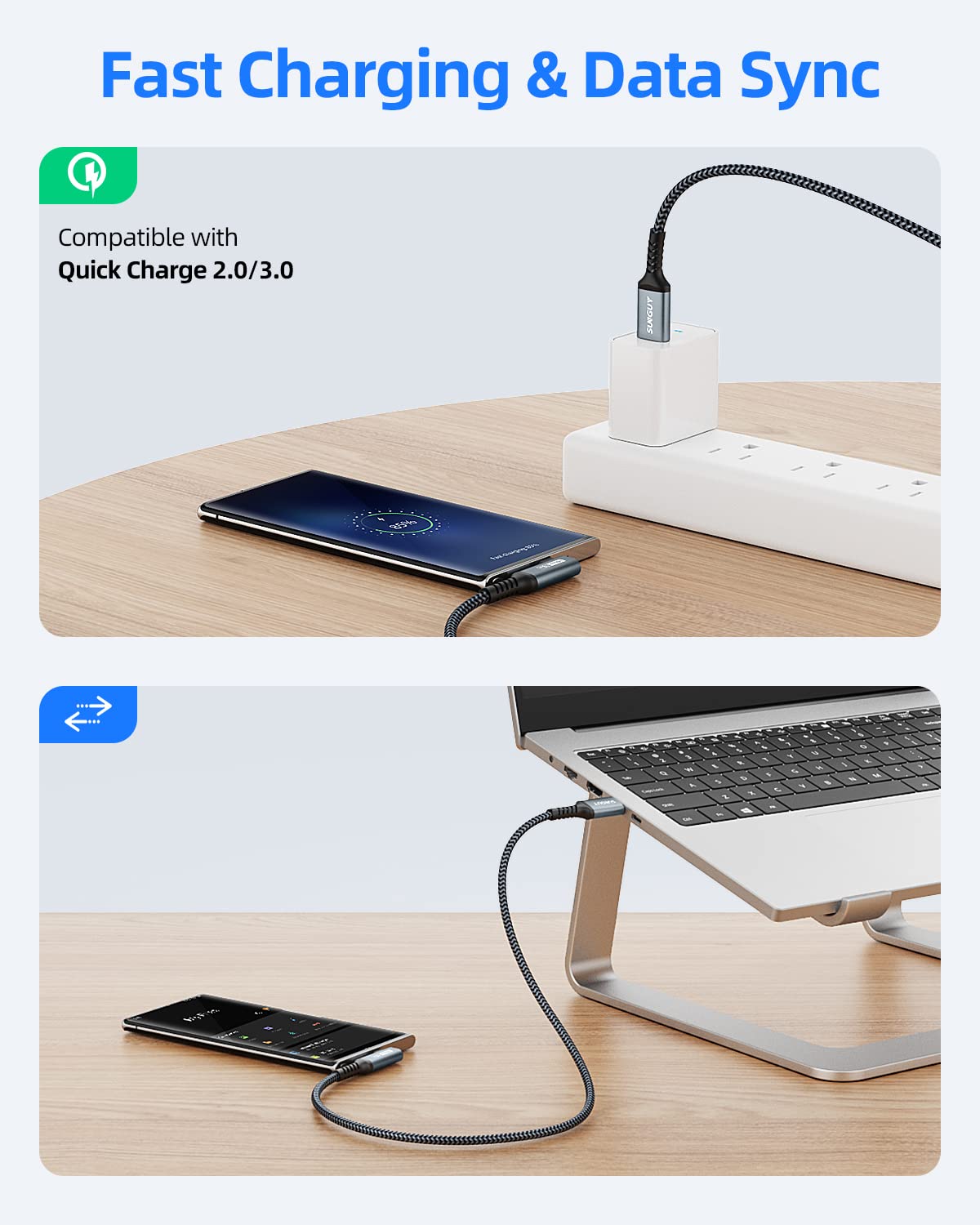 Carplay Cable 0.8FT, 10Gbps Right Angle USB A to C 3.1 Gen 2 High Speed Data Transfer Cable, Compatible Android Auto, USB C Car Charger Cable for 15/15 Pro Max, iPad Pro, Samsung S24