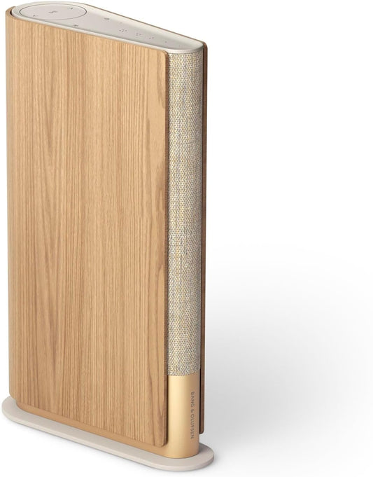 Bang & Olufsen Beosound Emerge Bookshelf Wi-Fi Speaker, Gold Tone/Light Oak
