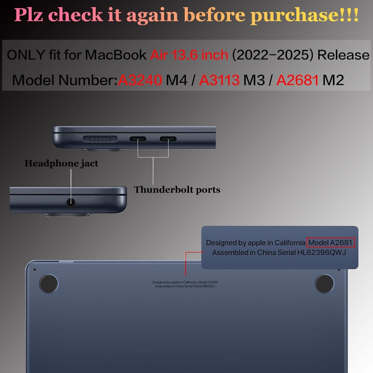 CISSOOK Compatible with MacBook Air 13.6 inch Case 2022 2024 2025 Release Model A2681 A3113 A3240, Plastic Hard Shell Case with Keyboard Cover for MacBook Air 13.6 M2 M3 M4, Gold Moon