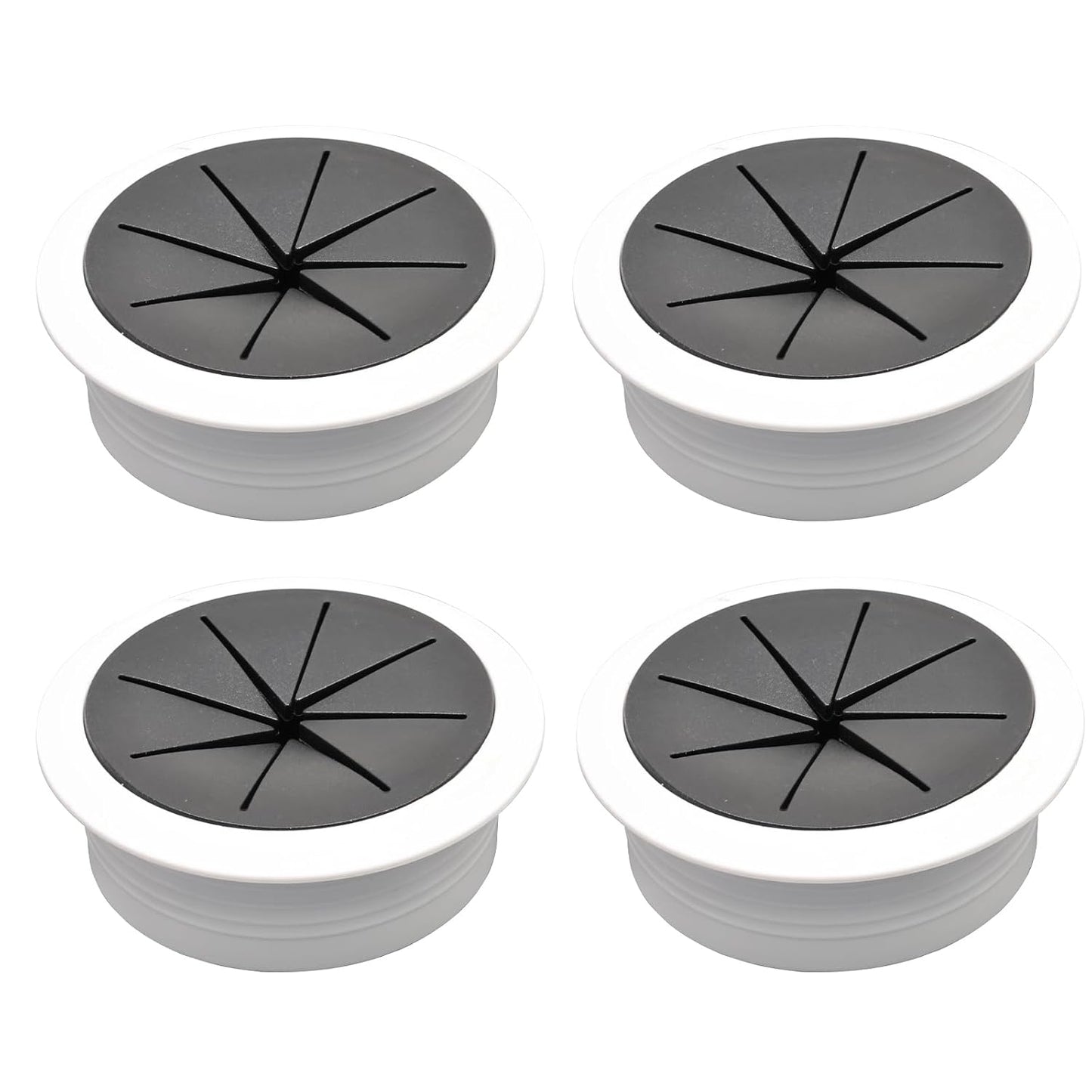 Desk Grommet 2" (50 mm), Desk Hole Cover for Cables White and Black, Cable Grommet ABS Plastic, Desk Hole Grommet for Office and Home Table Cable, Flexible Cable Cord Organizer-4 Pcs