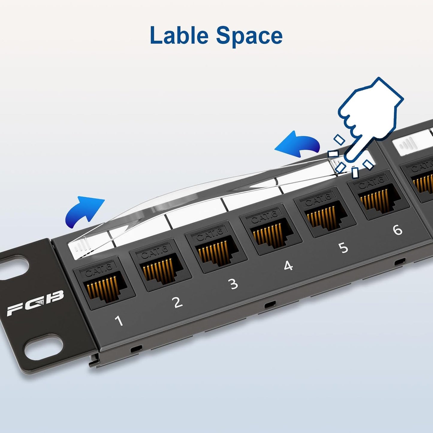 FGB 10Gbps Patch Panel 24 Port, Cat6 Keystone Patch Panel, 19" Rackmount or Wall Mount, 1U with Back Bar, Network Patch Panel for Gigabit Ethernet