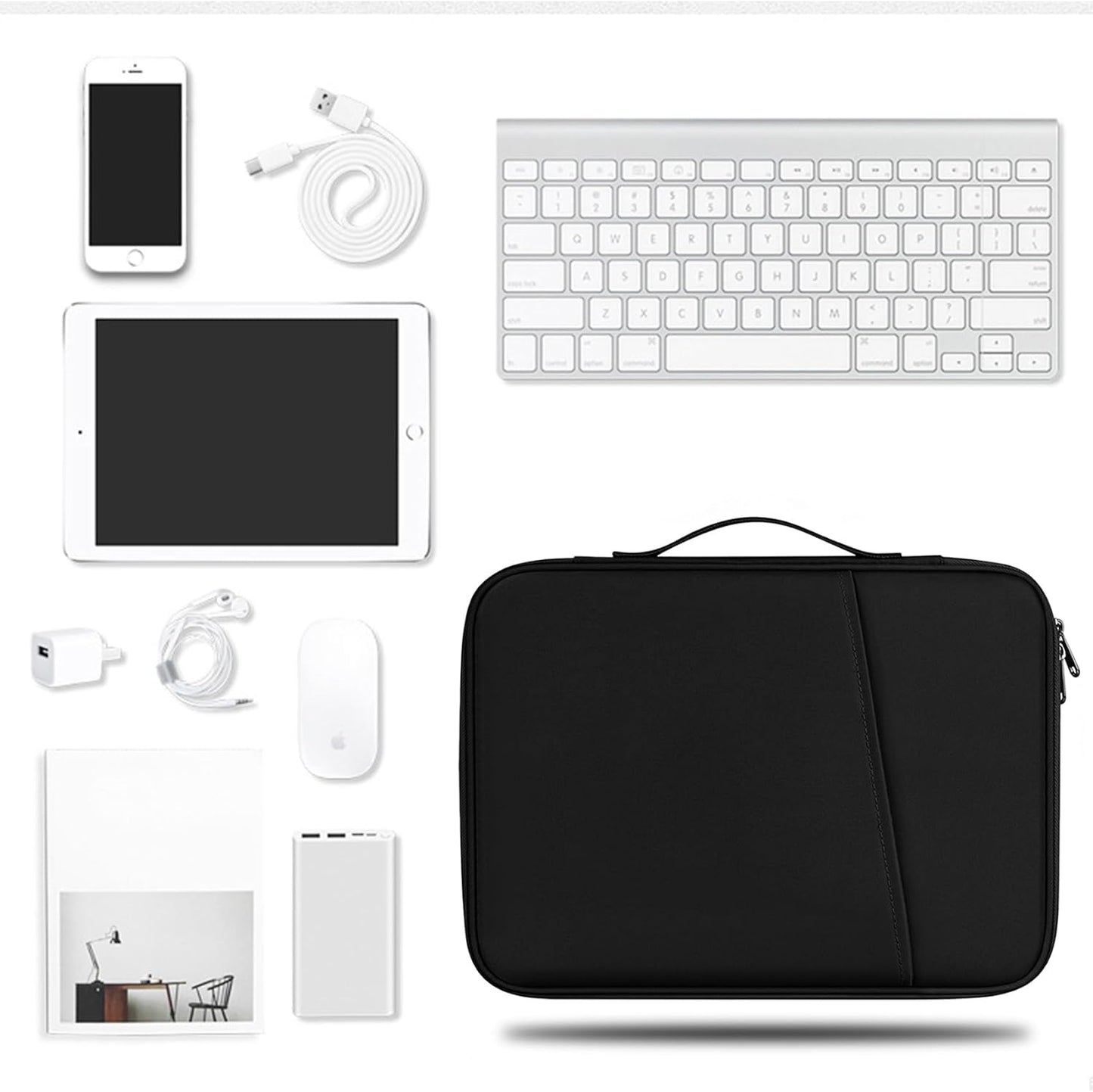 BoAn Laptop Sleeve Case, Handbags Portable Laptop Bag, 15.6 inch Bag Shockproof Protective Notebook Case with Accessory Pocket, for 15.6 inch HP, ASUS, Lenovo, Acer, Notebook, Computer, Black