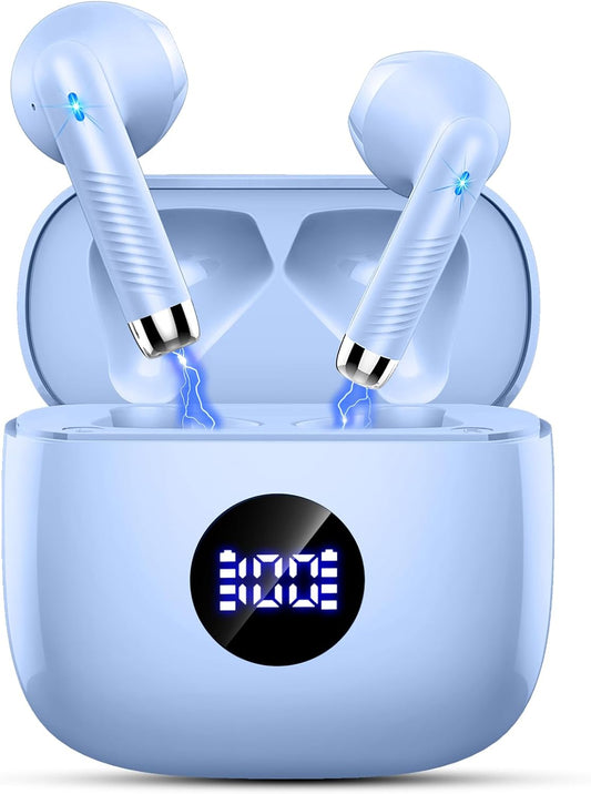 Jxrev Wireless Earbuds Bluetooth 5.4 Headphones Noise Cancelling, Bluetooth Earbuds with Dynamic Drivers Stereo, Earphones Wireless, 40H Playtime and LED Power Display, in Ear Buds for Android iOS